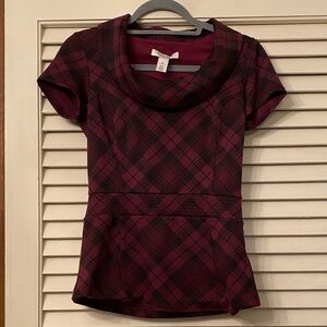 WHBM plaid peplum top